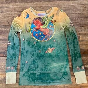 women’s Green Pegasus Long Sleeve Shirt by Butterfly Dropout